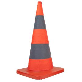 Foldable traffic cone 75cm Rubber base with LED and carrying pouch